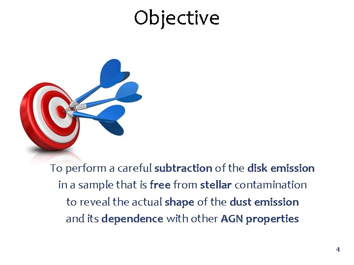 Objective To perform a careful subtraction of the disk emission in a sample that