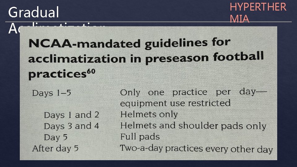 Gradual Acclimatization HYPERTHER MIA 