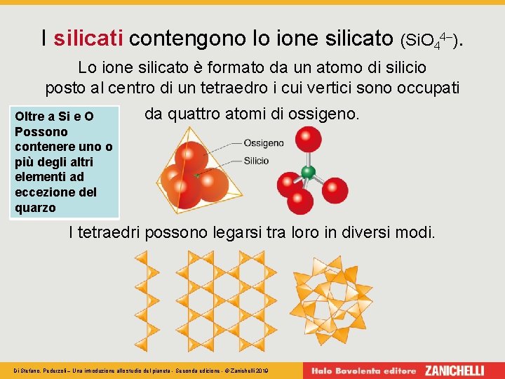 I silicati contengono lo ione silicato (Si. O 44–). Lo ione silicato è formato