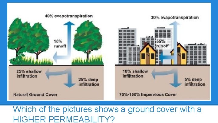 Which of the pictures shows a ground cover with a HIGHER PERMEABILITY? 