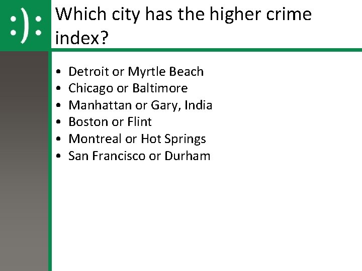 Which city has the higher crime index? • • • Detroit or Myrtle Beach