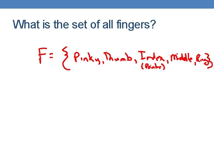 What is the set of all fingers? 