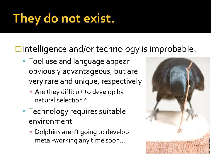 They do not exist. �Intelligence and/or technology is improbable. Tool use and language appear