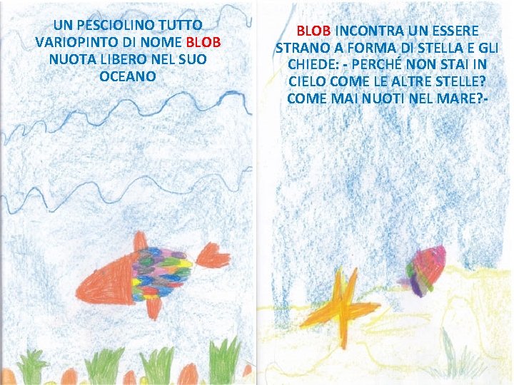 UN PESCIOLINO TUTTO VARIOPINTO DI NOME BLOB NUOTA LIBERO NEL SUO OCEANO BLOB INCONTRA