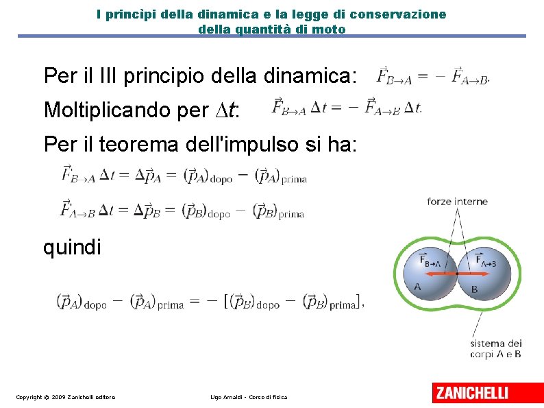 I princìpi della dinamica e la legge di conservazione della quantità di moto Per