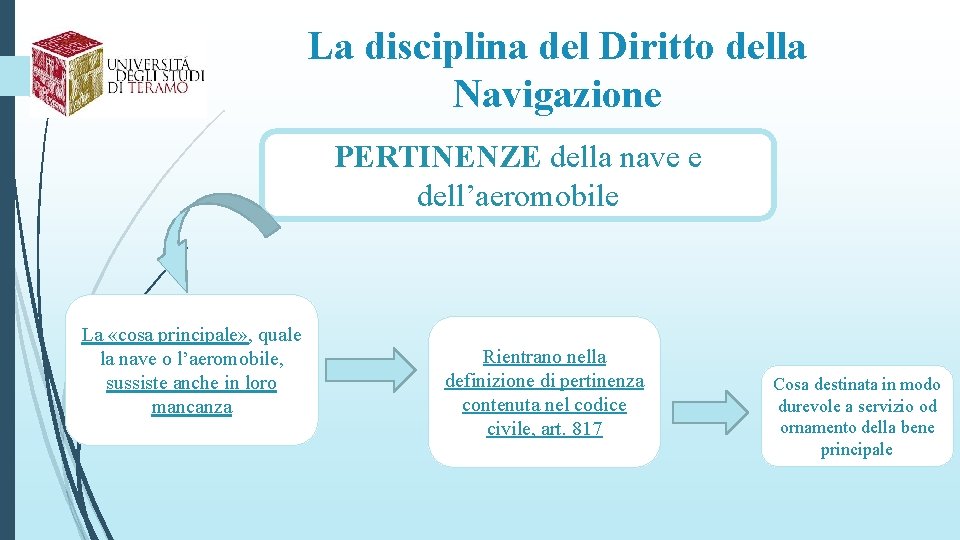 La disciplina del Diritto della Navigazione PERTINENZE della nave e dell’aeromobile La «cosa principale»