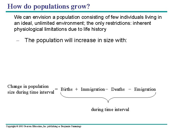 How do populations grow? We can envision a population consisting of few individuals living