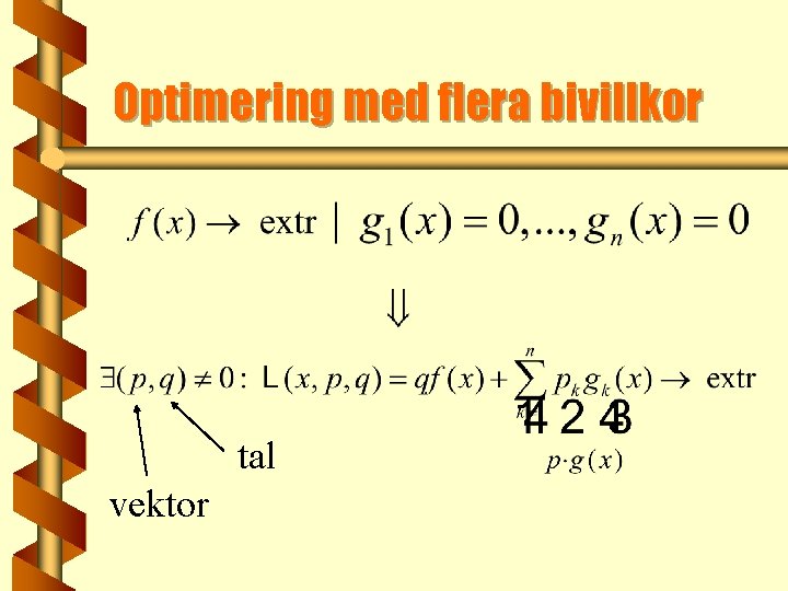 Optimering med flera bivillkor tal vektor 