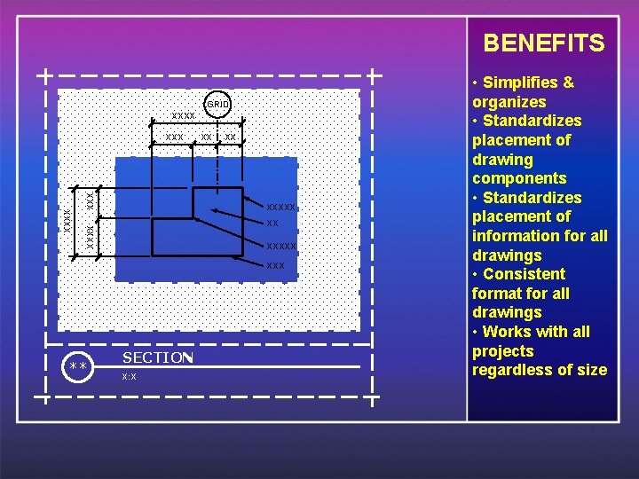 BENEFITS GRID XXXX XXXX XXX XXXXX ** SECTION X: X • Simplifies & organizes