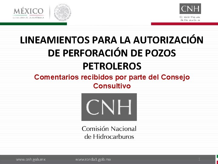 LINEAMIENTOS PARA LA AUTORIZACIÓN DE PERFORACIÓN DE POZOS PETROLEROS Comentarios recibidos por parte del