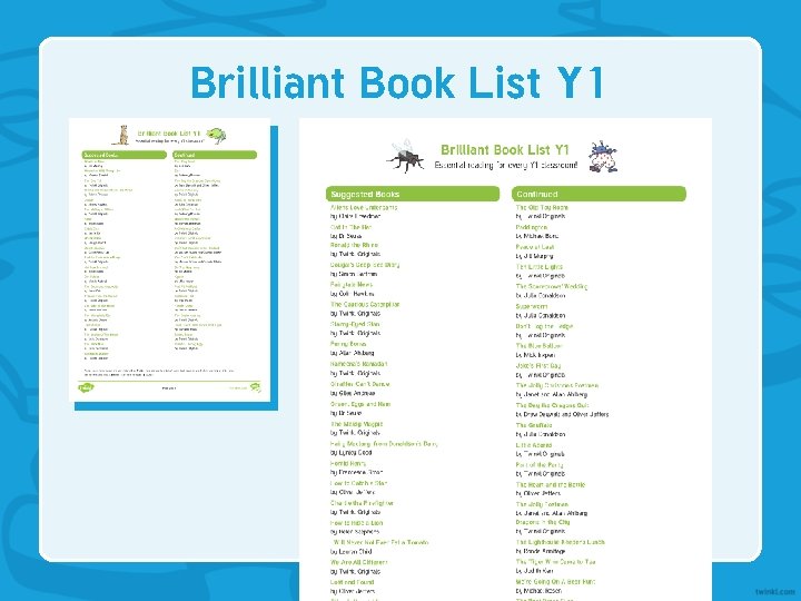 Brilliant Book List Y 1 