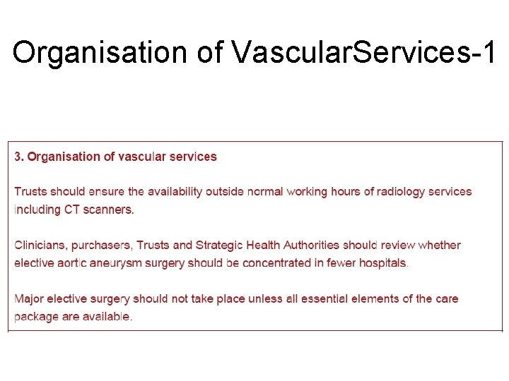 Organisation of Vascular. Services-1 