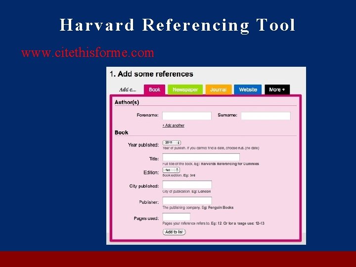 Harvard Referencing Tool www. citethisforme. com 
