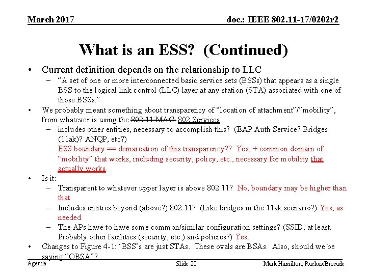 March 2017 doc. : IEEE 802. 11 -17/0202 r 2 What is an ESS?