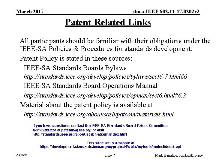 March 2017 doc. : IEEE 802. 11 -17/0202 r 2 Patent Related Links All