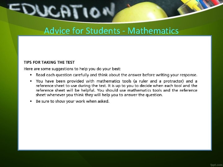 Advice for Students - Mathematics 