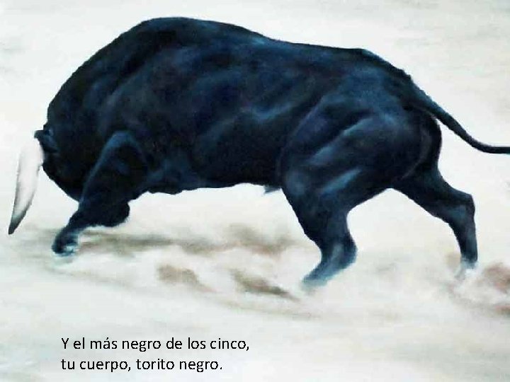 Y el más negro de los cinco, tu cuerpo, torito negro. 