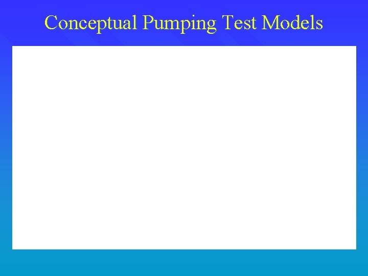 Conceptual Pumping Test Models 