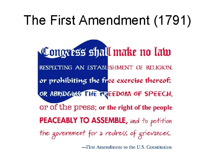 The First Amendment (1791) The First Amendment (1791)