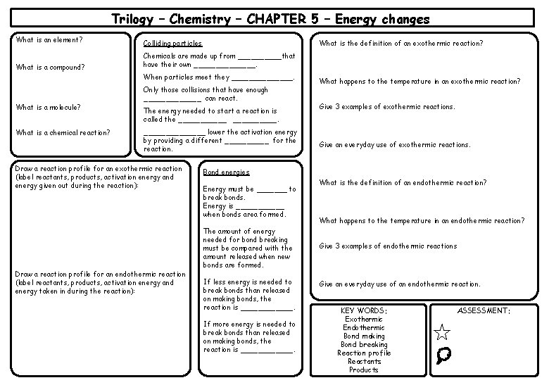 Trilogy Chemistry CHAPTER 5 Energy changes What is