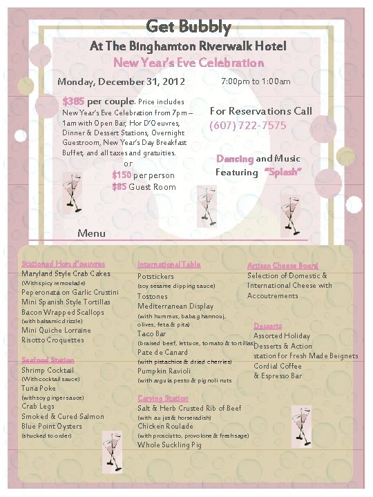 Get Bubbly At The Binghamton Riverwalk Hotel New