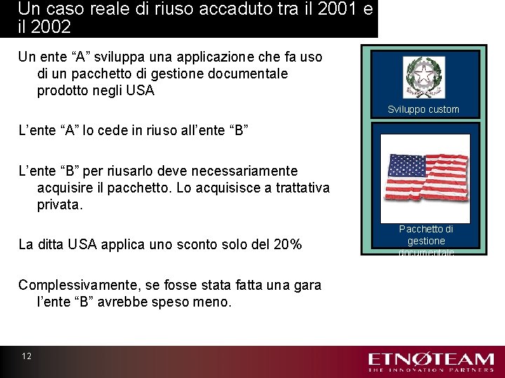 Un caso reale di riuso accaduto tra il 2001 e il 2002 Un ente