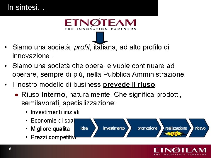 In sintesi…. • Siamo una società, profit, italiana, ad alto profilo di innovazione. •