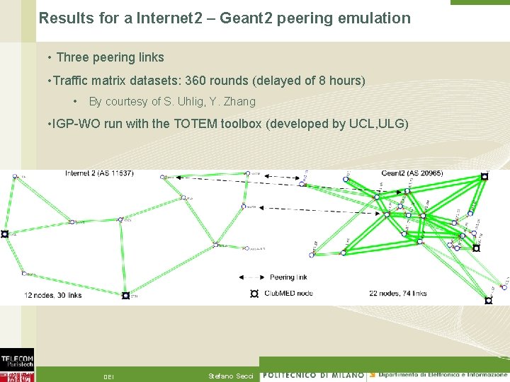 Results for a Internet 2 – Geant 2 peering emulation • Three peering links