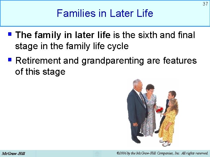 37 Families in Later Life § The family in later life is the sixth 37 Families in Later Life § The family in later life is the sixth