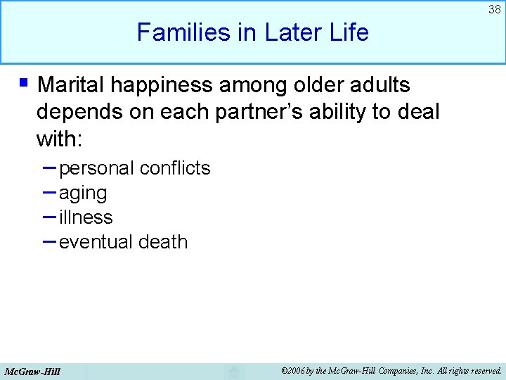 38 Families in Later Life § Marital happiness among older adults depends on each 38 Families in Later Life § Marital happiness among older adults depends on each