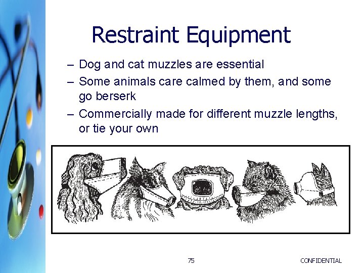 Restraint Equipment – Dog and cat muzzles are essential – Some animals care calmed Restraint Equipment – Dog and cat muzzles are essential – Some animals care calmed