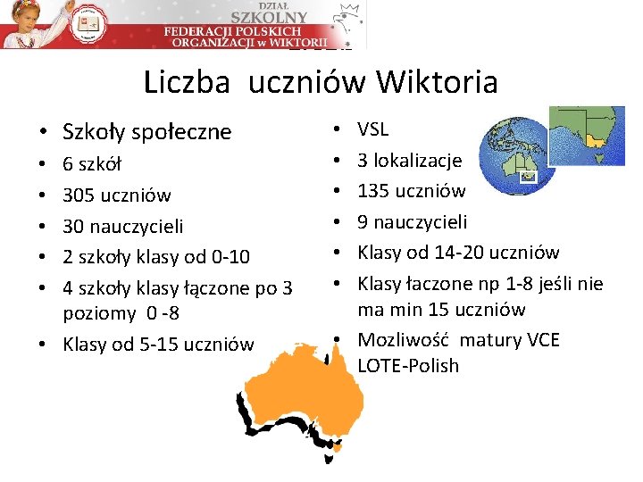 Liczba uczniów Wiktoria • Szkoły społeczne 6 szkół 305 uczniów 30 nauczycieli 2 szkoły