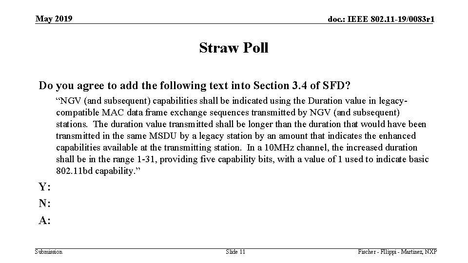 May 2019 doc. : IEEE 802. 11 -19/0083 r 1 Straw Poll Do you