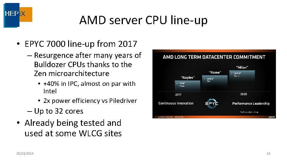 AMD server CPU line-up • EPYC 7000 line-up from 2017 – Resurgence after many