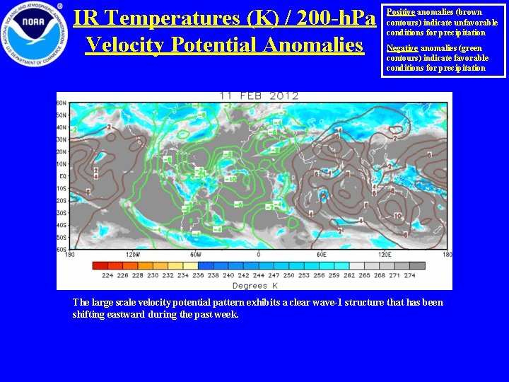 IR Temperatures (K) / 200 -h. Pa Velocity Potential Anomalies Positive anomalies (brown contours)