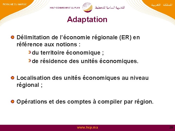 Adaptation Délimitation de l’économie régionale (ER) en référence aux notions : du territoire économique