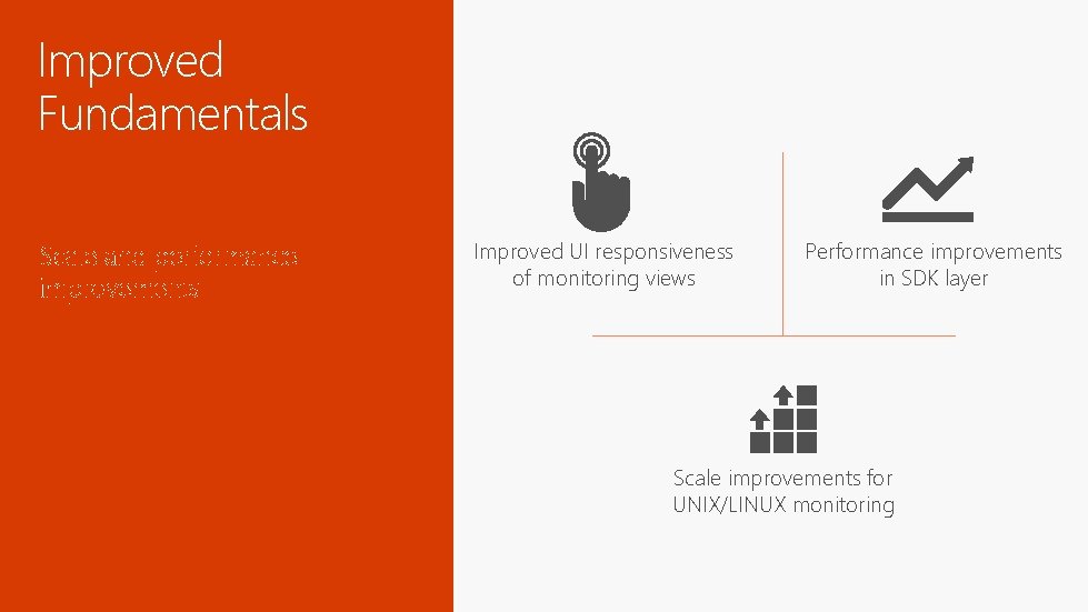 Improved Fundamentals Scale and performance improvements Improved UI responsiveness of monitoring views Performance improvements