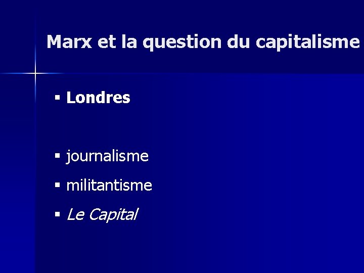 Marx et la question du capitalisme § Londres § journalisme § militantisme § Le