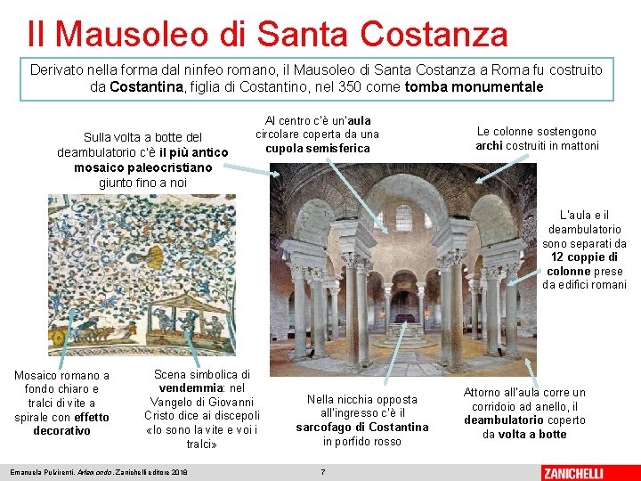 Il Mausoleo di Santa Costanza Derivato nella forma dal ninfeo romano, il Mausoleo di