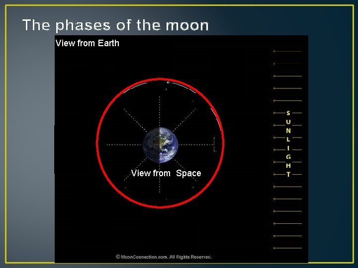 The phases of the moon View from Earth View from Space 