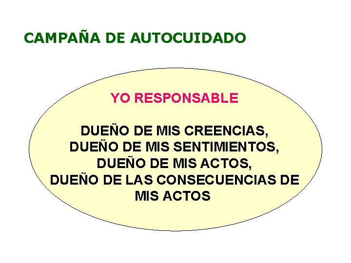 CAMPAÑA DE AUTOCUIDADO YO RESPONSABLE DUEÑO DE MIS CREENCIAS, DUEÑO DE MIS SENTIMIENTOS, DUEÑO