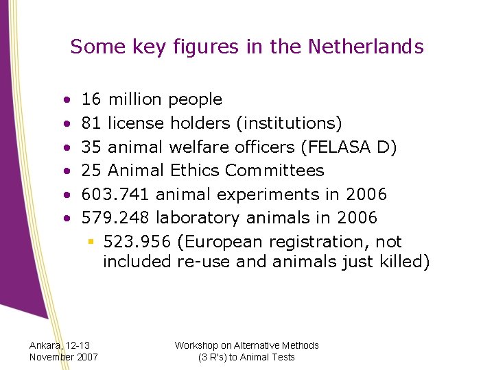 Some key figures in the Netherlands • • • 16 million people 81 license