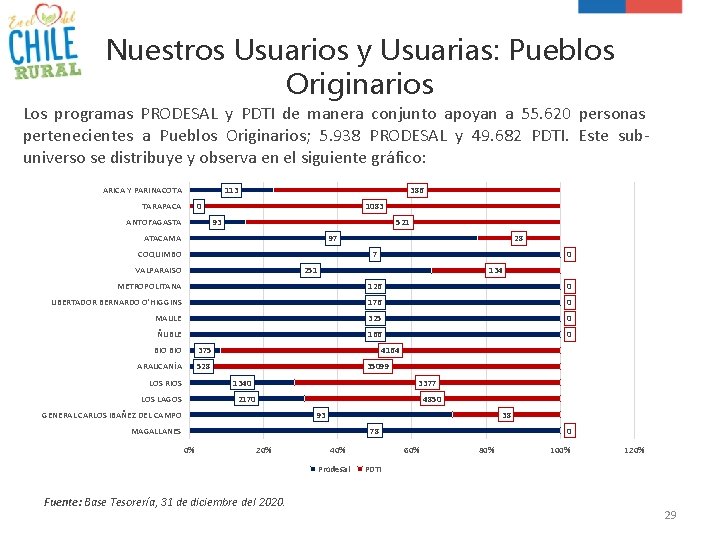 Nuestros Usuarios y Usuarias: Pueblos Originarios Los programas PRODESAL y PDTI de manera conjunto