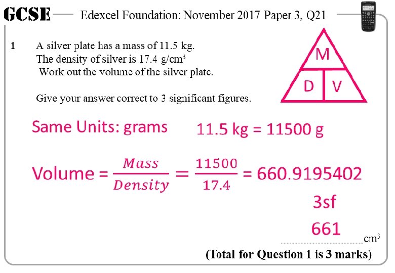 GCSE 1 Edexcel Foundation: November 2017 Paper 3, Q 21 A silver plate has
