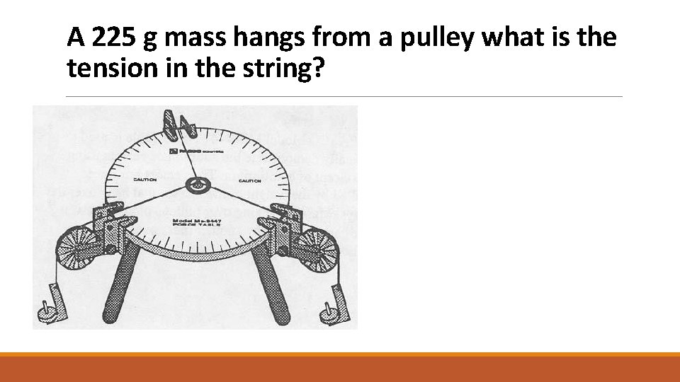A 225 g mass hangs from a pulley what is the tension in the