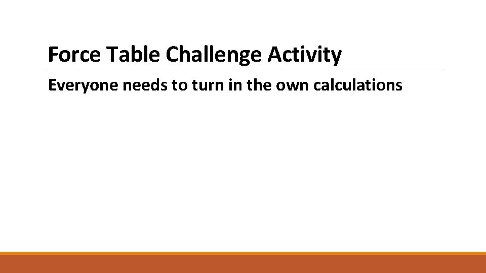 Force Table Challenge Activity Everyone needs to turn in the own calculations 