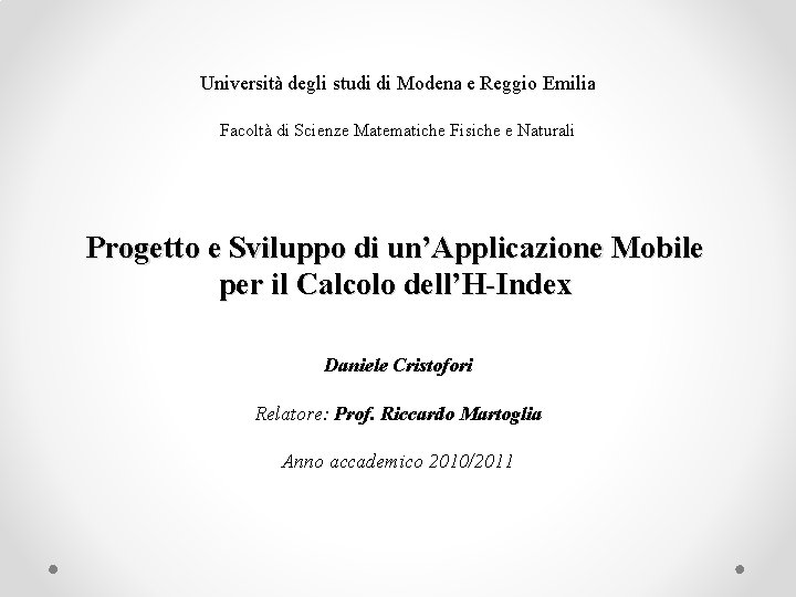 Università Di Reggio Emilia E Modena Universit degli studi di Modena e Reggio Emilia