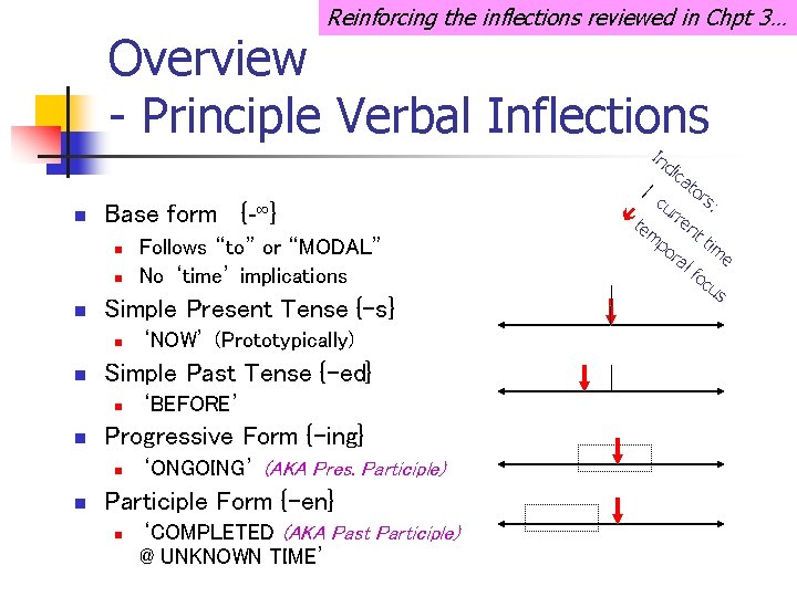 Reinforcing the inflections reviewed in Chpt 3… Overview - Principle Verbal Inflections In |