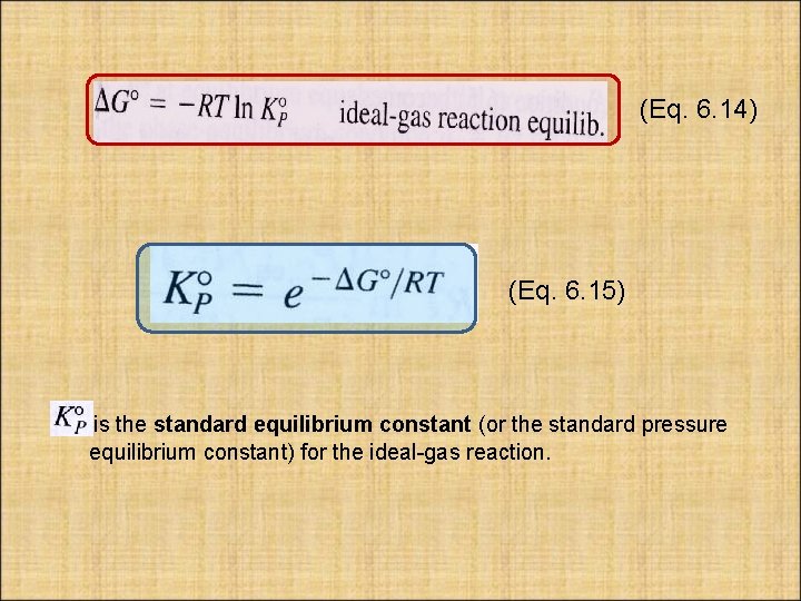 (Eq. 6. 14) (Eq. 6. 15) is the standard equilibrium constant (or the standard