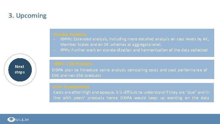 3. Upcoming Pension Products - IORPs: Extended analysis, including more detailed analysis on cost